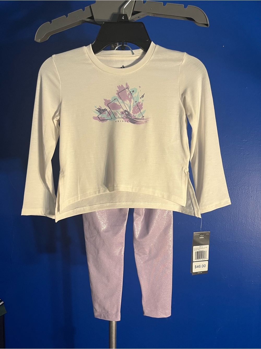 adidas Cream Long-Sleeve Tee with Pastel Graphic